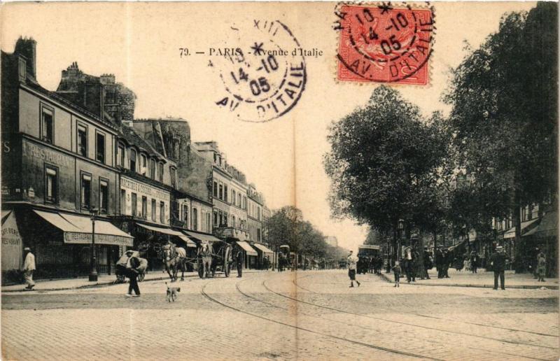 Carte postale ancienne Paris 13e Avenue d'Italie. P. Marmuse à Paris 13e