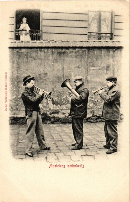 Carte postale ancienne Paris - Musiciens ambulants à Paris