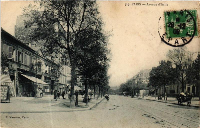 Carte postale ancienne Paris 13e Avenue d'Italie. P. Marmuse à Paris 13e