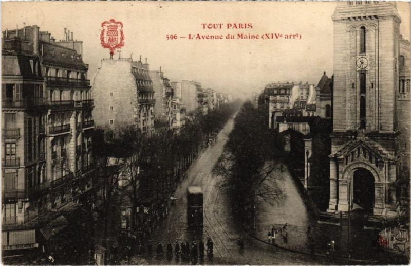 Carte postale ancienne L'Avenue du Maine à Paris 14e