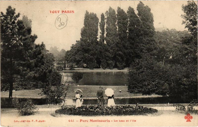 Carte postale ancienne Parc Montsouris - Le Lac et l'Ile à Paris 14e