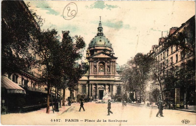 Carte postale ancienne Paris 5e - Place de la Sorbonne à Paris 5e