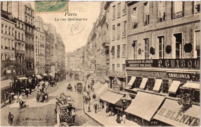 Carte postale ancienne Paris 9e - La rue Montmartre à Paris 9e