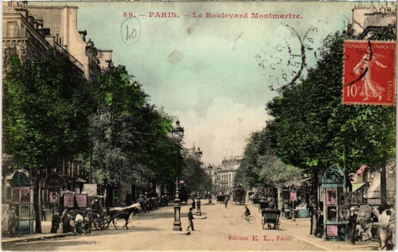 Carte postale ancienne Paris 9e - Le Boulevard Montmartre à Paris 9e