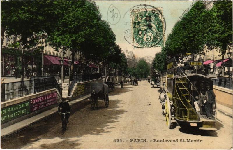 Carte postale ancienne Paris 9e - Boulevard Saint-Martin à Paris 9e