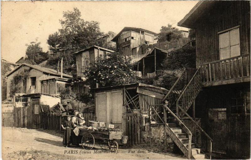 Carte postale ancienne Vieux Montmartre - Vue dans le Maquis à Paris 18e