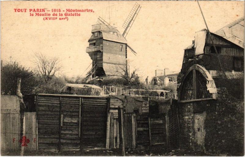 Carte postale ancienne Montmartre, le Moulin de la Galette à Paris 18e