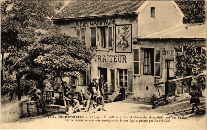 Carte postale ancienne Montmartre - Le Lapin A. Gill. Vers 1872 (Cabaret des assassins) à Paris 18e