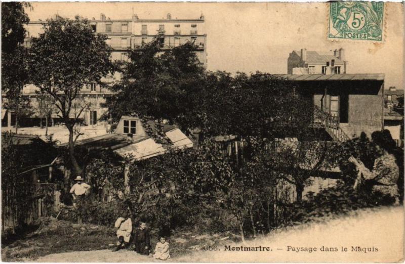 Carte postale ancienne Montmartre - Paysage dans le Maquis à Paris 18e