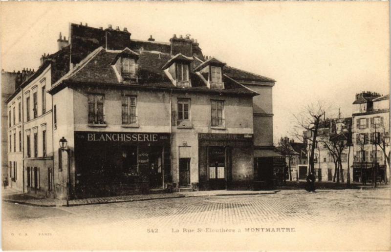 Carte postale ancienne La Rue Saint-Eleuthère à Montmartre à Paris 18e