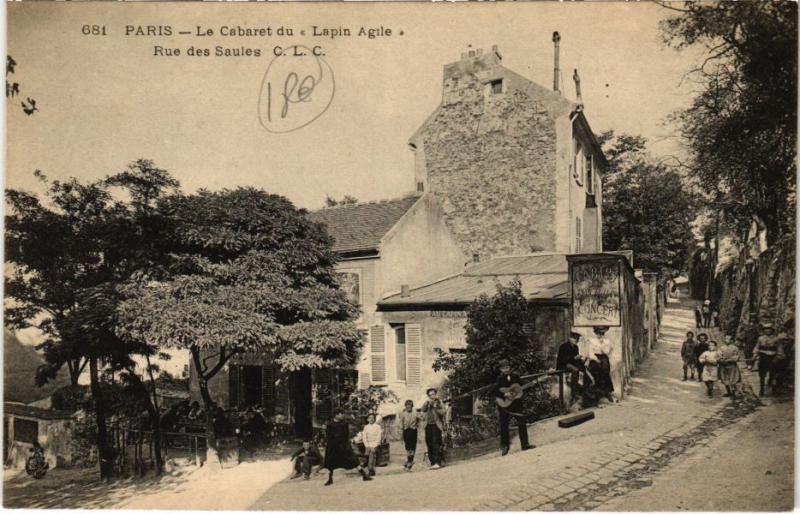 Carte postale ancienne Le Cabaret du Lapin Agile - Rue des Saules à Paris 18e