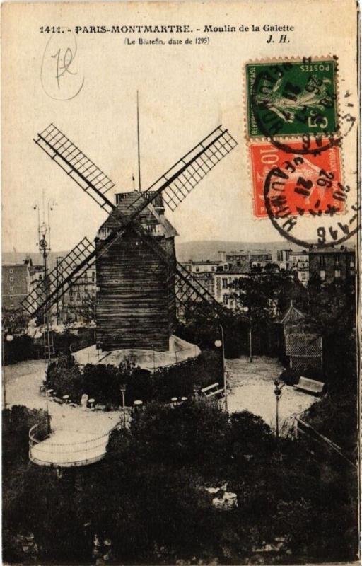 Carte postale ancienne Montmartre - Moulin de la Galette - Le Blutefin à Paris 18e