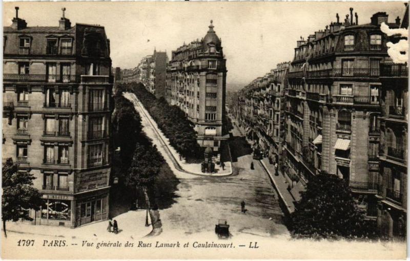 Carte postale ancienne Vue générale des Rues Lamarck et Caulaincourt à Paris 18e