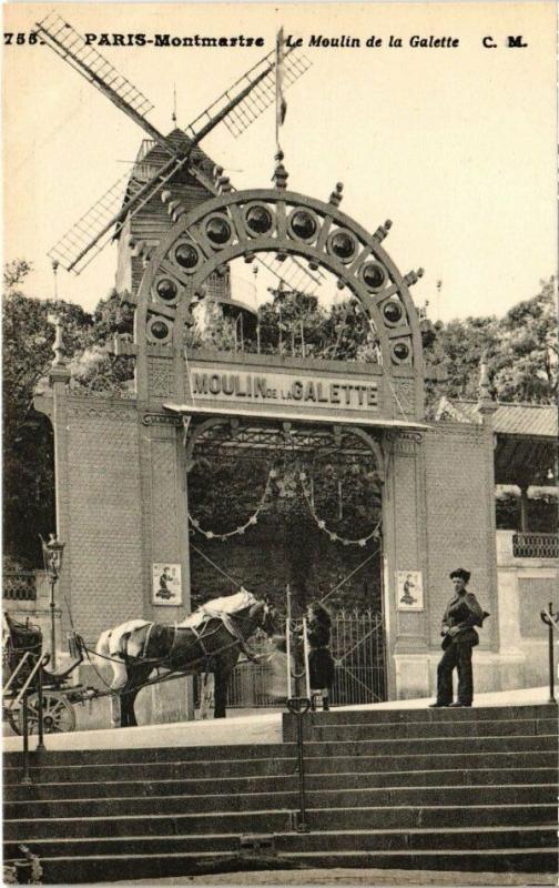 Carte postale ancienne Montmartre - Le Moulin de la Galette à Paris 18e