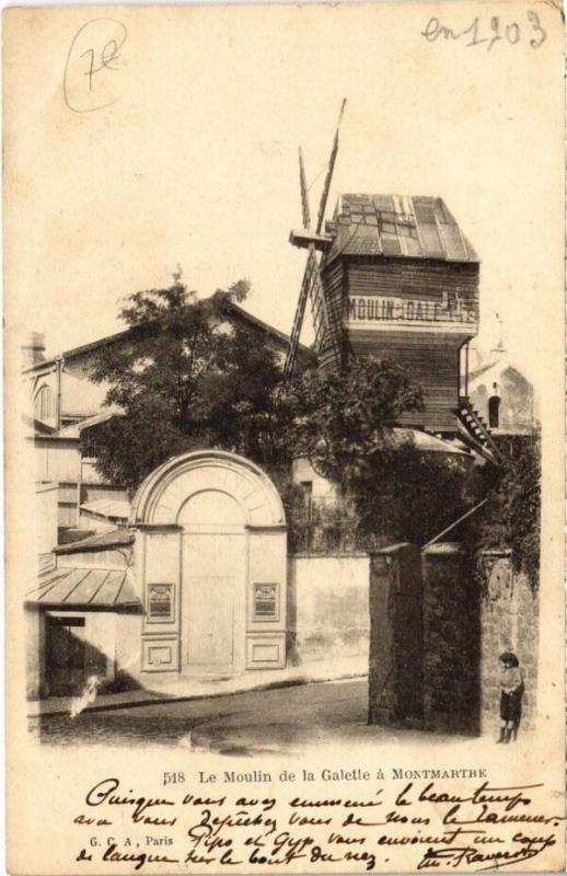 Carte postale ancienne Le Moulin de la Galette à Montmartre à Paris 18e