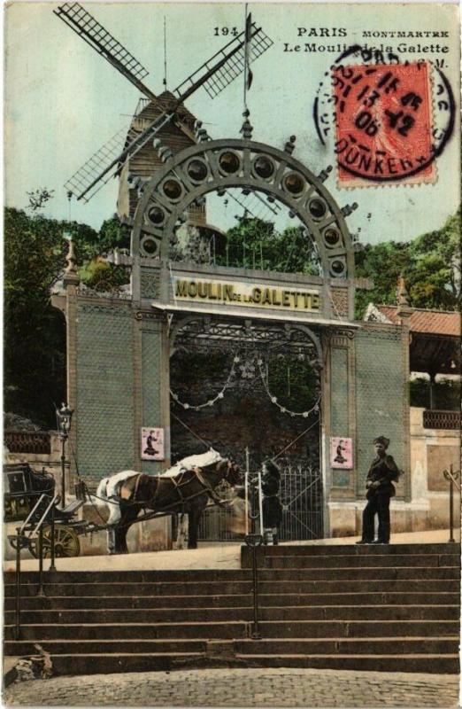 Carte postale ancienne Montmartre - Le Moulin de la Galette à Paris 18e