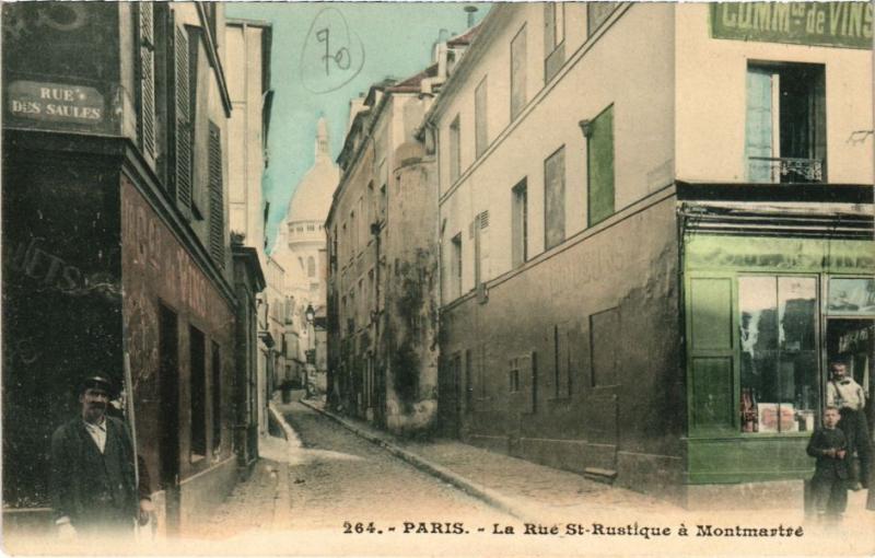 Carte postale ancienne La Rue Saint-Rustique à Montmartre à Paris 18e
