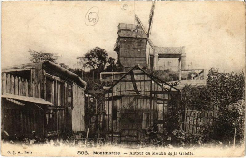 Carte postale ancienne Montmartre - Autour du Moulin de la Galette à Paris 18e