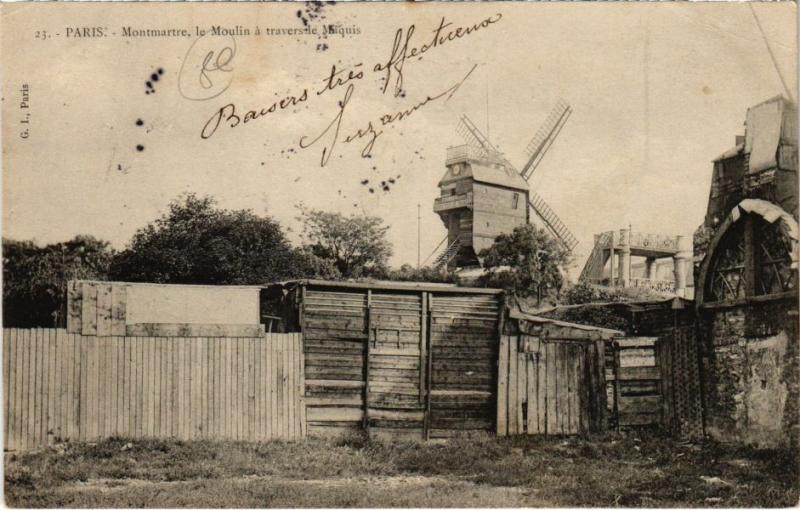 Carte postale ancienne Montmartre - le Moulin à travers le Maquis à Paris 18e