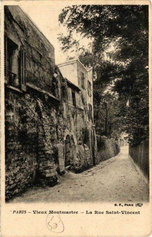 Carte postale ancienne Vieux Montmartre - La Rue Saint-Vincent à Paris 18e