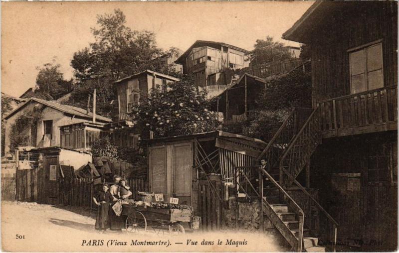 Carte postale ancienne Vieux Montmartre - Vue dans le Maquis à Paris 18e