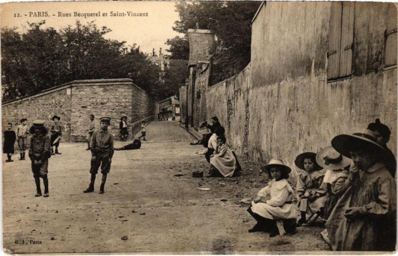 Carte postale ancienne Rues Becquerel et Saint-Vincent à Paris 18e