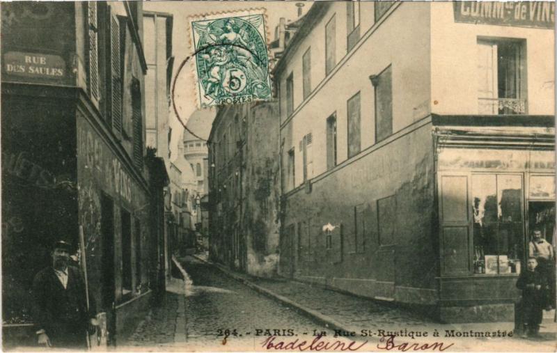 Carte postale ancienne La Rue Saint-Rustique à Montmartre à Paris 18e