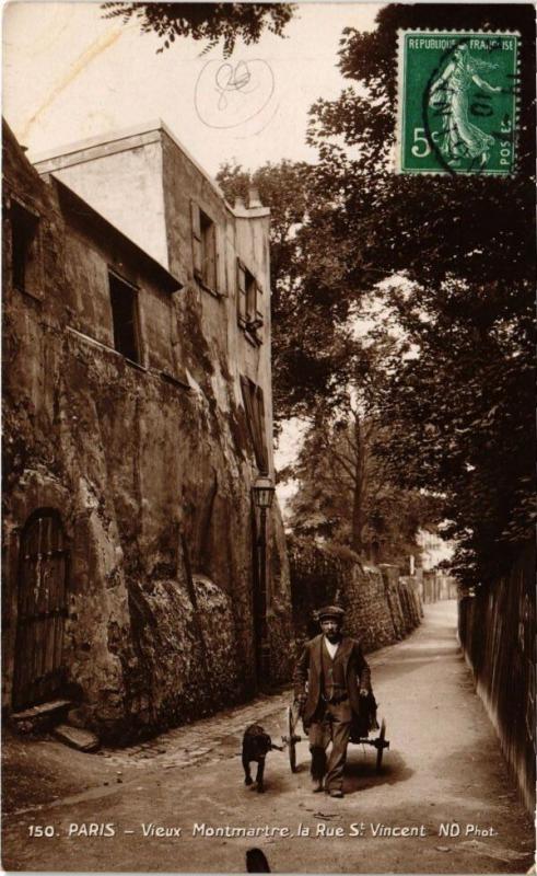 Carte postale ancienne Vieux Montmartre, la Rue Saint-Vincent à Paris 18e