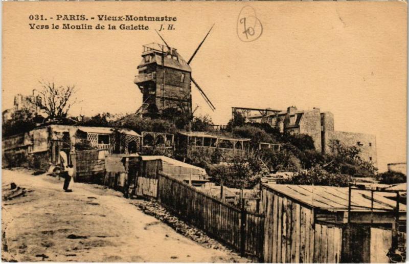 Carte postale ancienne Vieux-Montmartre - Vers le Moulin de la Galette à Paris 18e