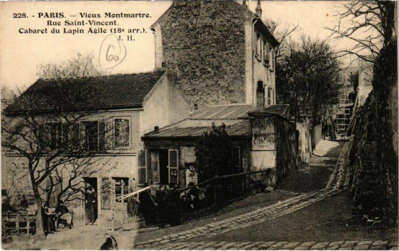 Carte postale ancienne Vieux Montmartre - Rue Saint-Vincent - Cabaret du Lapin Agile à Paris 18e