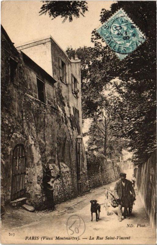 Carte postale ancienne Vieux Montmartre - La Rue Saint-Vincent à Paris 18e