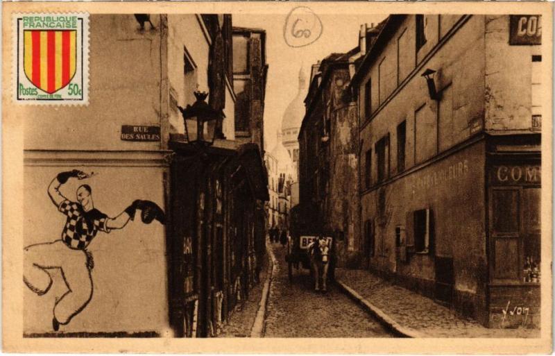 Carte postale ancienne Montmartre - La Rue Saint-Rustique à Paris 18e