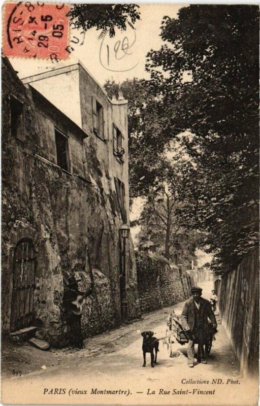 Carte postale ancienne Vieux Montmartre - La Rue Saint-Vincent à Paris 18e