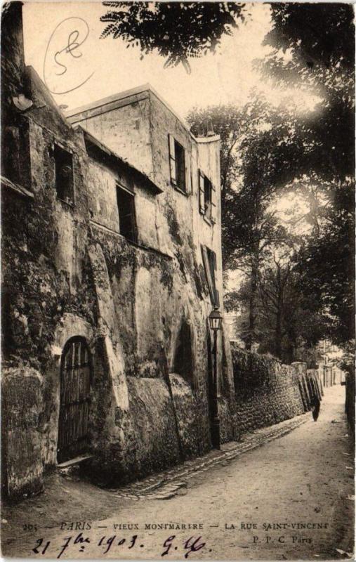 Carte postale ancienne Vieux Montmartre - La Rue Saint-Vincent à Paris 18e