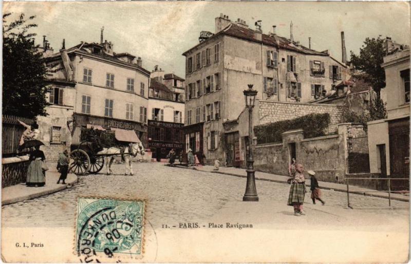 Carte postale ancienne Place Ravignan à Paris 18e