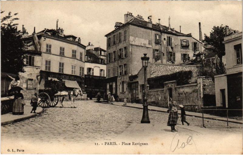 Carte postale ancienne Place Ravignan à Paris 18e
