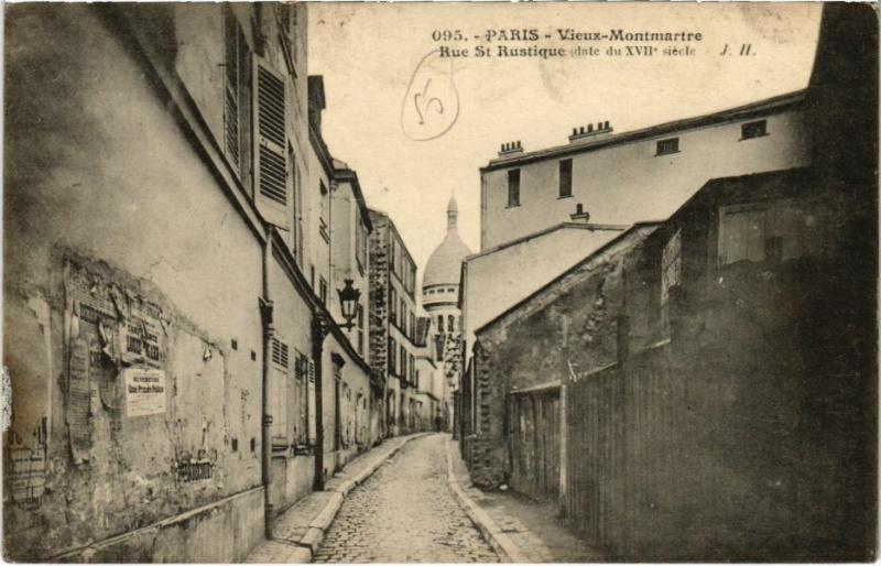 Carte postale ancienne Montmartre - Rue Saint-Rustique à Paris 18e