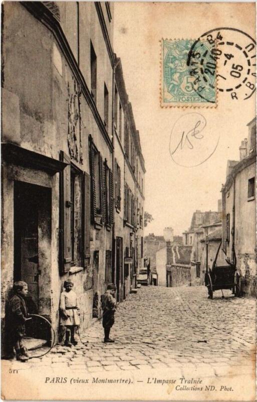 Carte postale ancienne L'Impasse Trainée à Paris 18e