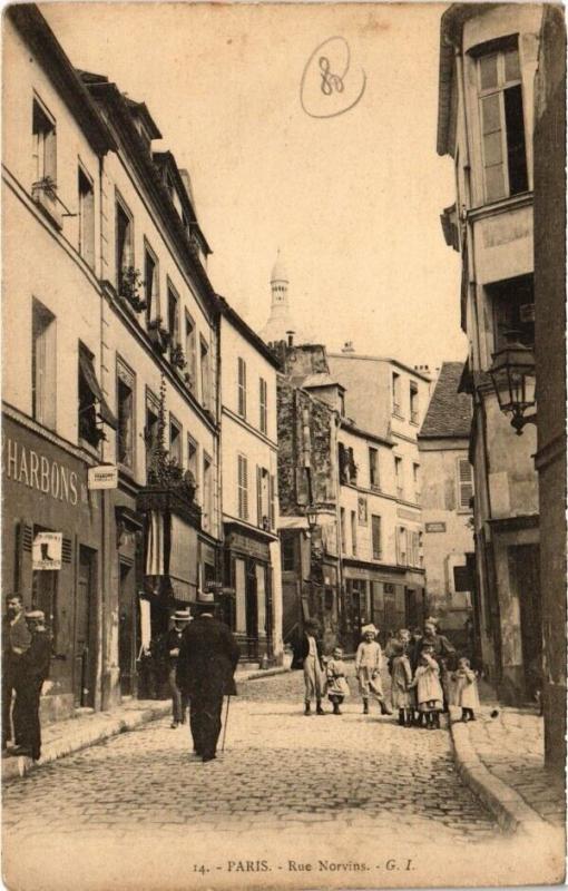 Carte postale ancienne Rue Norvins à Paris 18e