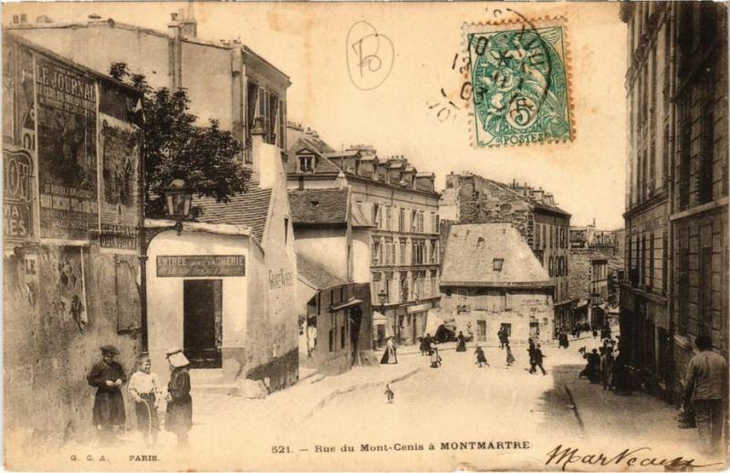 Carte postale ancienne Rue du Mont-Cenis à Montmartre à Paris 18e