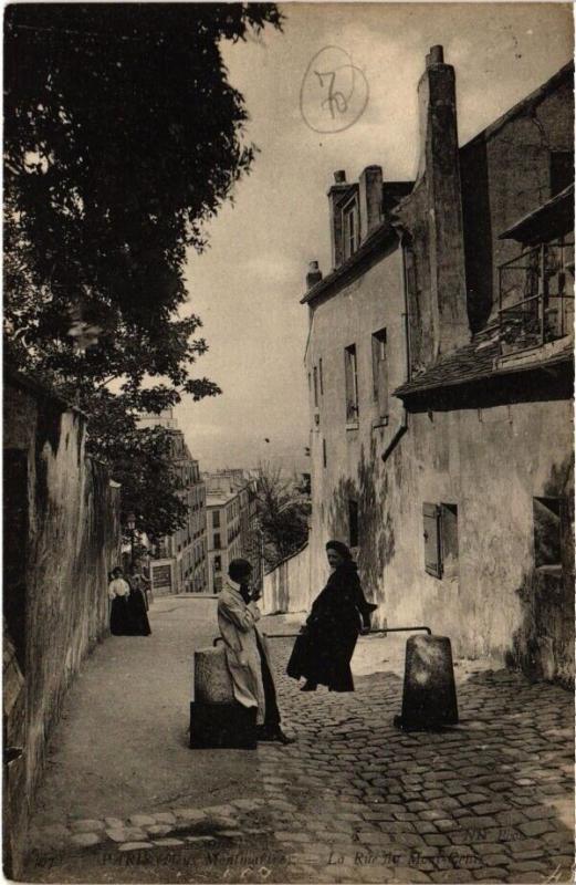 Carte postale ancienne Vieux Montmartre - La Rue du Mont-Cenis à Paris 18e