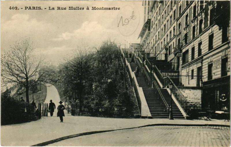 Carte postale ancienne La Rue Muller à Montmartre à Paris 18e