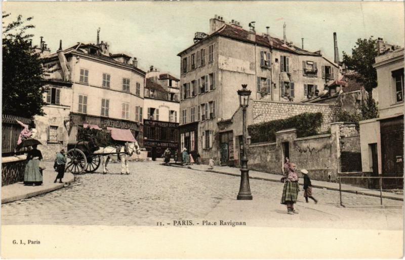 Carte postale ancienne Place Ravignan à Paris 18e