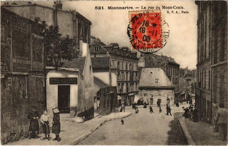 Carte postale ancienne Rue du Mont-Cenis à Montmartre à Paris 18e