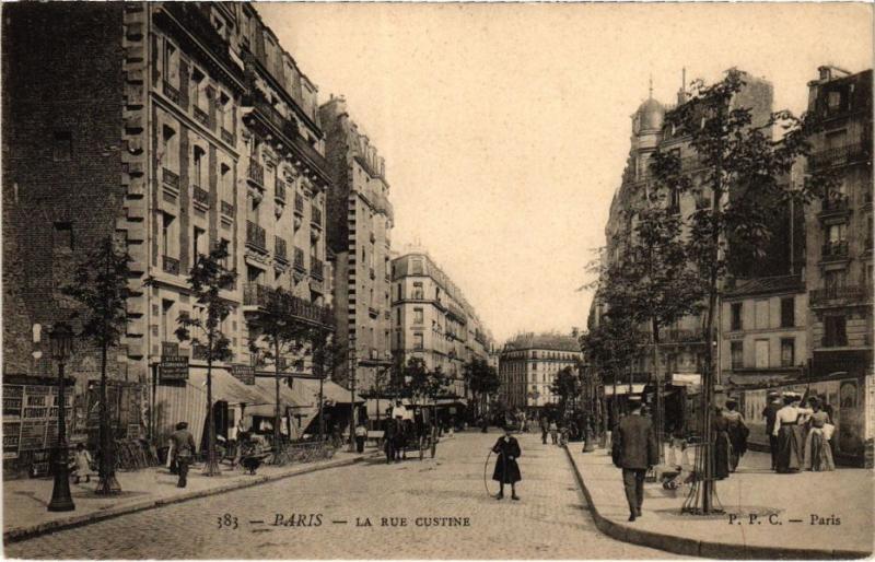 Carte postale ancienne La Rue Custine à Paris 18e