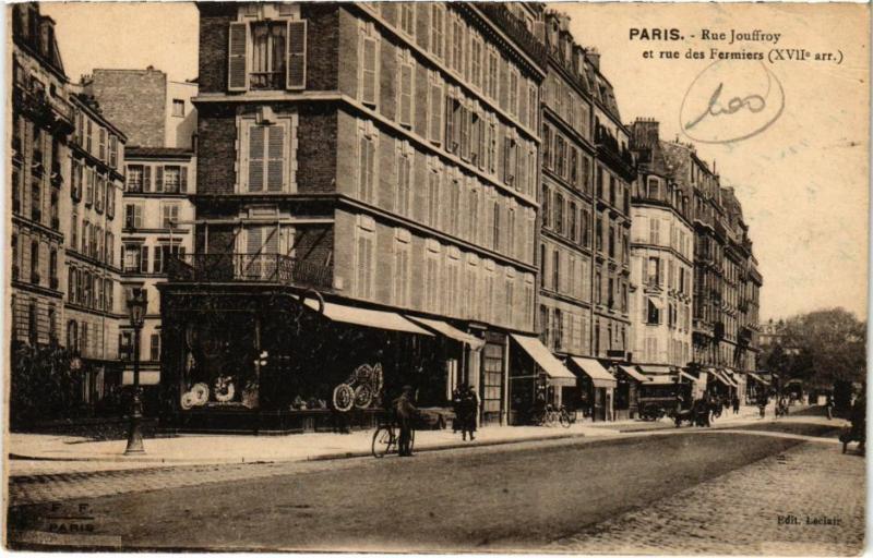 Carte postale ancienne Rue Jouffroy et des Fermiers à Paris 17e