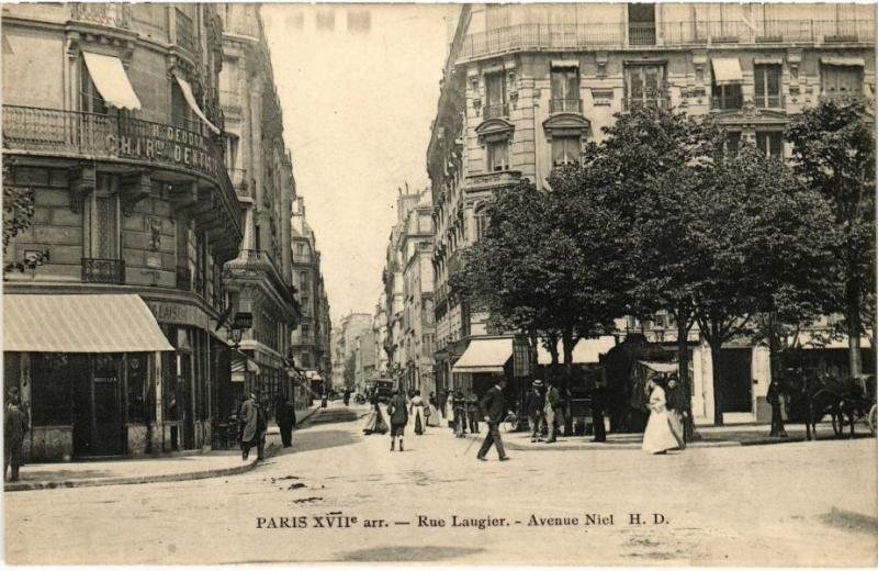 Carte postale ancienne Rue Laugier - Avenue Niel à Paris 17e