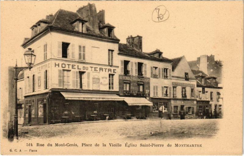 Carte postale ancienne Rue du Mont-Cenis, Place de la Vieille Eglise Saint-Pierre de Montmartre à Paris 18e