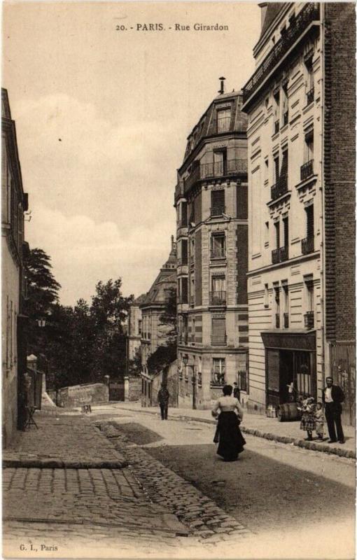 Carte postale ancienne Rue Girardon à Paris 18e