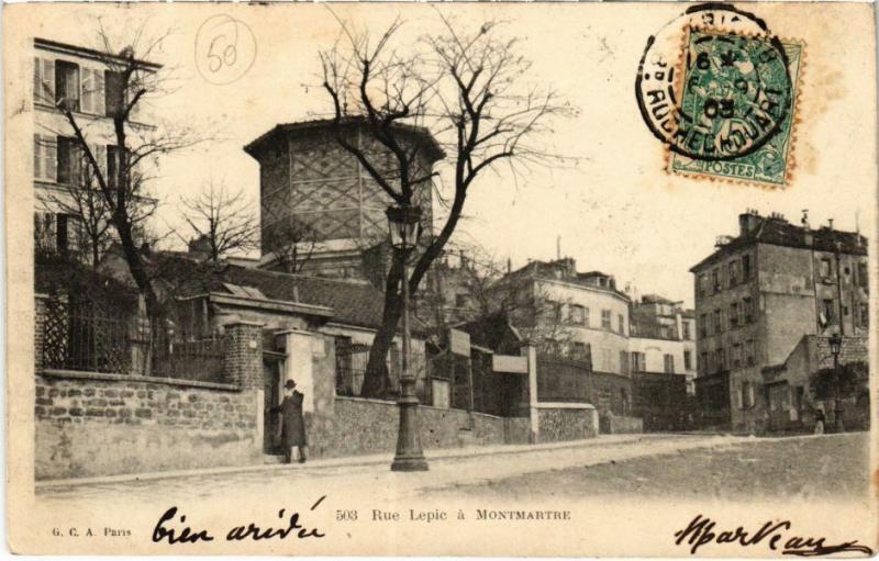 Carte postale ancienne Rue Lepic à Montmartre à Paris 18e